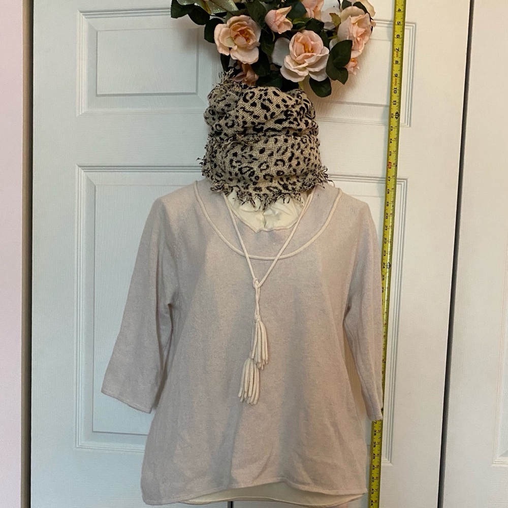 Size L Courtland Park pale beige cashmere pullover